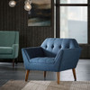 Mid - Century Lounge Chair With Button Tufting Polyester And Pecan Wood - Blue
