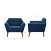 Mid - Century Lounge Chair With Button Tufting Polyester And Pecan Wood - Blue