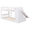 Twin Over Twin Stairway Bunk Bed & Two Drawers And Slide - White