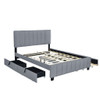 Queen Platform Contemporary Upholstered Bed With Drawers, Trundle - Gray