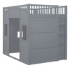 Full Size Loft Stylish Bed With Ladder And Wardrobe - Gray