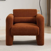 Modern Accent Chair Lambskin Sherpa Fabric Upholstered Comfy With Pillow