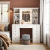 Vanity Desk With LED Lighted Mirror, Makeup Vanity With 11 Drawers, Adjustable Lighting - White