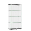Modern Glass Display Cabinet With 4 Shelf Double Doors And Lock, Tempered Glass Bookshelf For Living Room - Black