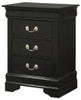 Louis Phillipe - 3 Drawer Nightstand - Black