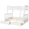 Twin Over Full Bunk Bed With Ladders And Two Storage Drawers - White