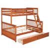 Twin Over Full Bunk Bed With Ladders And Two Storage Drawers - Walnut