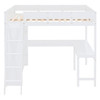 Full Size Loft Bed With Desk And Storage Shelves - White