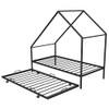 Twin Size House Bed With Trundle - Black