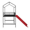 Twin Metal Loft Bed With Slide And 2 Sided Writable Wooden Board - Black