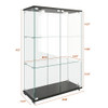 Modern Display Cabinet With LED Lights, Transparent Tempered Glass 2 Door Storage Case With 3 Shelves