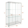 Modern Display Cabinet With LED Lights, Transparent Tempered Glass 2 Door Storage Case With 3 Shelves