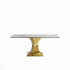 Modern Rectangular Dining Table For 6 - 8, Plated Hourglass Base