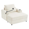 Modern Style Armchair Chaise Lounge Sofa Couch With Movable Storage Ottoman, USB Ports, Cup Holders, Phone Holder, Side Pockets