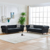 Chesterfield Velvet Upholstery Fabric Sofa With Roll Armrest & Nailhead, Mid Century Modern 3 And 3 Seater Couch
