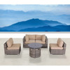 Wicker Outdoor Lounge Set With Cushions And Fire Pit
