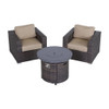 3 Piece Rattan Patio Sofa Set With Comfortable Cushions