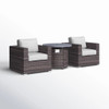 3 Piece Rattan Patio Sofa Set With Comfortable Cushions