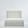 Carmen - Queen Minimalist Upholstered Wingback Bed Frame With High Headboard - Ivory