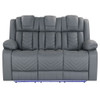 Raize - 2 Pieces Power Living Room Set With Storage Console And Cup Holders - Gray