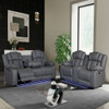Raize - 2 Pieces Power Living Room Set With Storage Console And Cup Holders - Gray