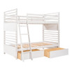 Twin Over Twin Bunk Bed With Two Drawers - White