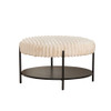 Modern Upholstered Round Ottoman Coffee Table With Storage Shelf