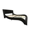Upholstered Platform Bed Frame With LED Lighting, Bluetooth Connection To Play Music Control, Backrest Vibration Massage, Curve Design, Wood Slat Support, Exhibited Speakers Upholstered Platform Bed Frame With LED Lighting, Bluetooth Connection To Play Music Control, Backrest Vibration Massage, Curve Design, Wood Slat Support, Exhibited Speakers