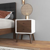 Caroline - Mid-Century Modern Style White Night Stand 2 Drawer Caroline - Mid-Century Modern Style White Night Stand 2 Drawer