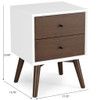 Caroline - Mid-Century Modern Style White Night Stand 2 Drawer Caroline - Mid-Century Modern Style White Night Stand 2 Drawer