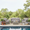 Wicker Seating Group Set With Table And Cushions Wicker Seating Group Set With Table And Cushions