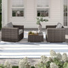 Wicker Seating Group Set With Table And Cushions Wicker Seating Group Set With Table And Cushions