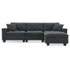 Modern Convertible Sectional L Shaped Reversible Couch Set With Free Pillows 4 Seat Suede Sleeper Sofa With Ottoman