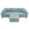 Modern Convertible Sectional L Shaped Reversible Couch Set With Free Pillows 4 Seat Suede Sleeper Sofa With Ottoman