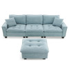 Modern Convertible Sectional L Shaped Reversible Couch Set With Free Pillows 4 Seat Suede Sleeper Sofa With Ottoman