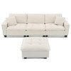 Modern Convertible Sectional L Shaped Reversible Couch Set With Free Pillows 4 Seat Suede Sleeper Sofa With Ottoman