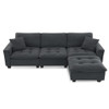 Modern Convertible Sectional L Shaped Reversible Couch Set With Free Pillows 4 Seat Suede Sleeper Sofa With Ottoman