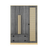 3 Doors Rattan Wardrobe Storage For Bedroom, With 2 Drawers
