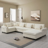 U Shaped Sectional Sofa 6 Seat Couch Set With Oversized Ottoman, Hidden Armrest Storage And Cup Holders USB Charging Ports Wide Seat Sofa