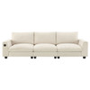 Sectional With Bluetooth Speaker Comfy Cloud Couch Set With Drop Down Table Cup Holders, USB Charger Storage Armrest Wide Seat Sofa