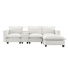Modern Sectional Cloud Sofa With Console USB Charger Reading Light Cup Holder, Wide Seat 4 Seat Modular Couch Storable Indoor Funiture