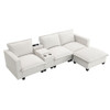 Modern Sectional Cloud Sofa With Console USB Charger Reading Light Cup Holder, Wide Seat 4 Seat Modular Couch Storable Indoor Funiture