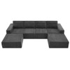 Modular U Shaped Sectional With Ottomans, Luxury Cloud Floor Couch With Deep Seat Fully Compressed Upholstered Sofa