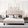 Velvet Upholstered Platform Bed, Box Spring Needed