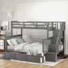 Stairway Bunk Bed With Storage And Guard Rail For Bedroom