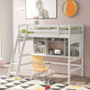 Loft Bed With Storage Shelves, Desk And Ladder Loft Bed With Storage Shelves, Desk And Ladder
