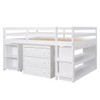 Loft Low Study Bed With Cabinet, Shelves And Rolling Portable Desk, Multiple Functions Loft Low Study Bed With Cabinet, Shelves And Rolling Portable Desk, Multiple Functions