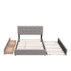 Upholstered Platform Bed With Classic Headboard And Drawers, No Box Spring Needed