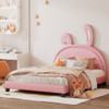 Upholstered Leather Platform Bed With Rabbit Ornament Upholstered Leather Platform Bed With Rabbit Ornament