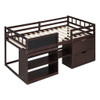 Low Loft Bed With Rolling Desk, Shelf And Drawers Low Loft Bed With Rolling Desk, Shelf And Drawers